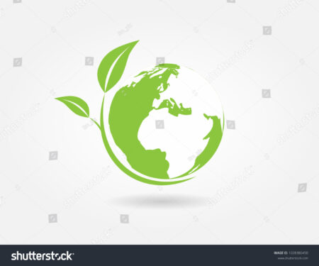 stock vector ecology concept green earth green leaf paper art white background vector 1028380450