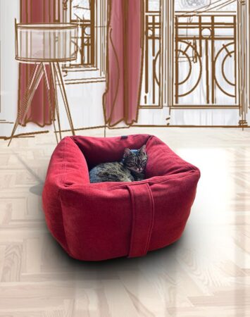 Boox cat bed velours red